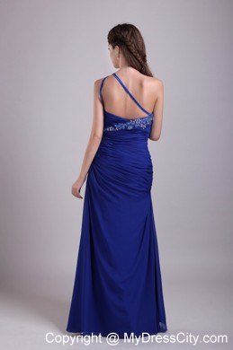 Latest Blue One Shoulder Appliques Pageant Dress with Beadings