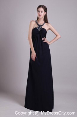 Plus Size Long Chiffon Beaded Black Prom Pageant Dresses