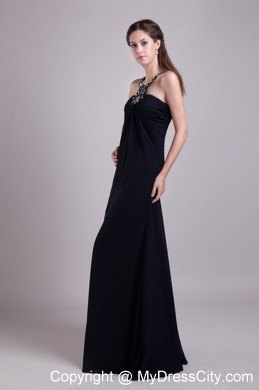 Plus Size Long Chiffon Beaded Black Prom Pageant Dresses