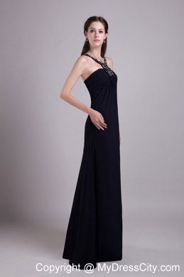 Plus Size Long Chiffon Beaded Black Prom Pageant Dresses