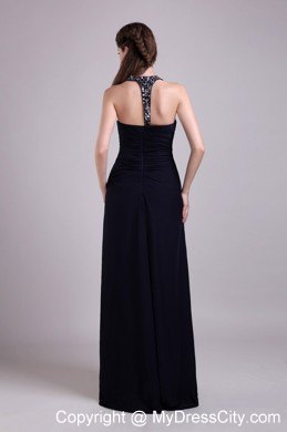 Plus Size Long Chiffon Beaded Black Prom Pageant Dresses