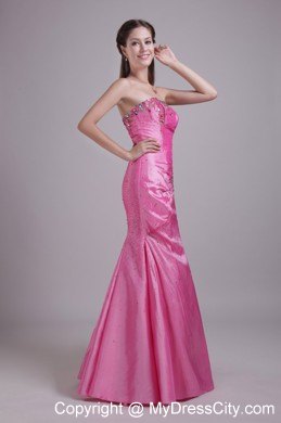 Slinky Strapless Rose Pink Prom Pageant Dress with Rhinestones