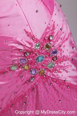 Slinky Strapless Rose Pink Prom Pageant Dress with Rhinestones