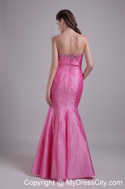 Slinky Strapless Rose Pink Prom Pageant Dress with Rhinestones