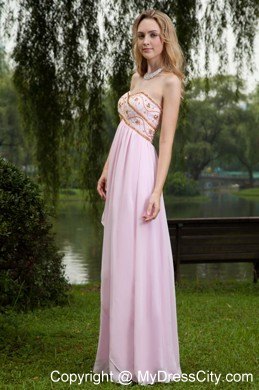 Sweetheart Empire Beading Pink Chiffon Pageant Dress