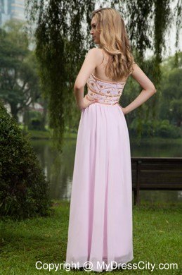 Sweetheart Empire Beading Pink Chiffon Pageant Dress