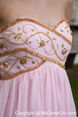 Sweetheart Empire Beading Pink Chiffon Pageant Dress