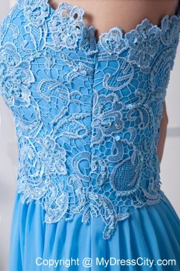 Lace Covered Bodice with One Shoulder Short Sleeve Pageant Dress