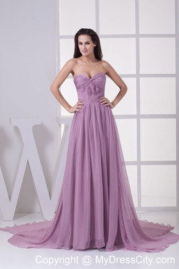 Lavender Ruched Sweetheart Pageant Dress with Watteau Train