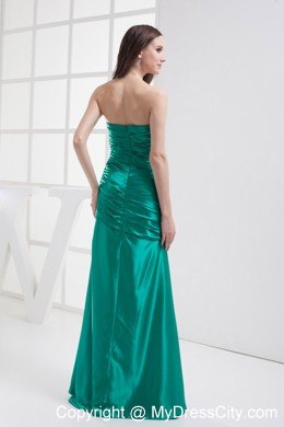 Turquoise Dropped Waist High Slit Pageant Dress with Big Handmade Flower