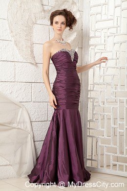 Typical Ruched Bodice with Jeweled Neckline Mermaid Dress for Pageant