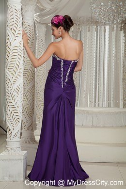 Customize Purple Column Prom Dress for Pageant Appliques Decorated