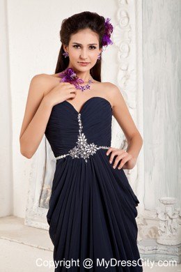 Black Empire Chiffon Sweetheart Prom Pageant Dress Beaded