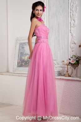 Rose Pink Tulle and Sweet Heart Pageant Dress with Beading