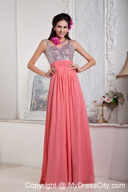 Watermelon Empire Chiffon Prom Pageant Dress Sweetheart Beaded