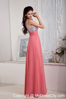 Watermelon Empire Chiffon Prom Pageant Dress Sweetheart Beaded