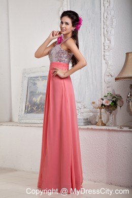 Watermelon Empire Chiffon Prom Pageant Dress Sweetheart Beaded