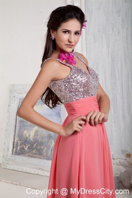 Watermelon Empire Chiffon Prom Pageant Dress Sweetheart Beaded