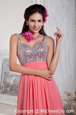 Watermelon Empire Chiffon Prom Pageant Dress Sweetheart Beaded