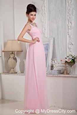 Fashionable Baby Pink Chiffon Prom Pageant Dress with the Back Out