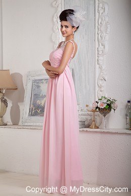 Fashionable Baby Pink Chiffon Prom Pageant Dress with the Back Out