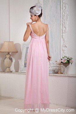 Fashionable Baby Pink Chiffon Prom Pageant Dress with the Back Out