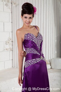 Eggplant Purple Taffeta Pageant Dress Sweetheart Beaded