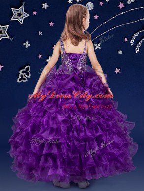 Sleeveless Beading and Ruffled Layers Lace Up Pageant Dress for Teens