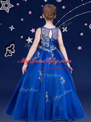 Scoop Sleeveless Beading and Appliques Zipper Party Dress Wholesale