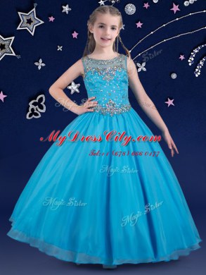 Best Scoop Sleeveless Organza Custom Made Beading Zipper