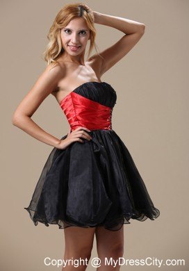 Montana Mimi Black Organza Party Gown with Red Beaded Waistband