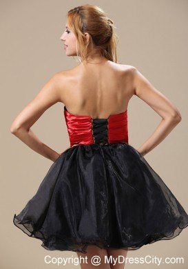 Montana Mimi Black Organza Party Gown with Red Beaded Waistband