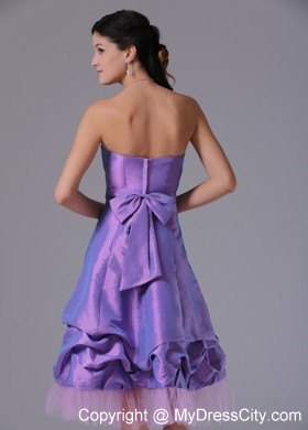 Lavender A-line Strapless Party Dress with Tea-length