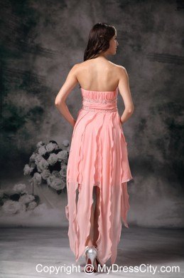 Chiffon Strapless Knee-length Prom Party Dress in Perfect Peach