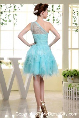 Light Blue One Shoulder Asymmetrical Prom Dress for Party