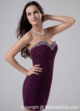 Beaded Sweetheart Dark Purple Bodice Mini Party Dress