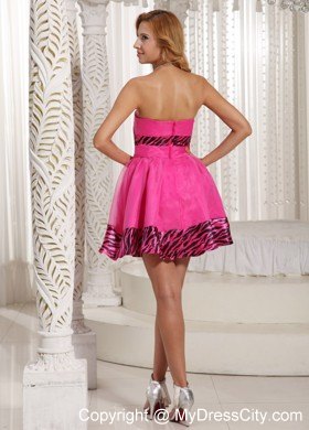 Showy Zebra Mini-length Prom Party Dress in Hot Pink