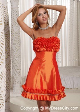 Orange Red Ruffles Taffeta Custom Made Party Dress