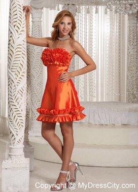 Orange Red Ruffles Taffeta Custom Made Party Dress