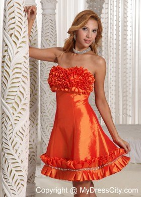 Orange Red Ruffles Taffeta Custom Made Party Dress