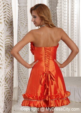 Orange Red Ruffles Taffeta Custom Made Party Dress