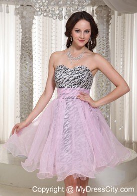 Pink Short Zebra with Beading 2013 Prom Dress for Party