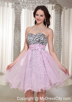 Pink Short Zebra with Beading 2013 Prom Dress for Party