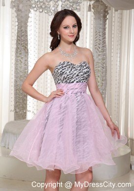 Pink Short Zebra with Beading 2013 Prom Dress for Party