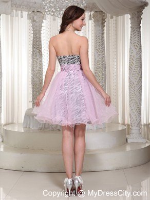 Pink Short Zebra with Beading 2013 Prom Dress for Party