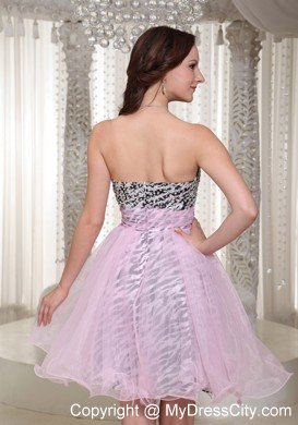 Pink Short Zebra with Beading 2013 Prom Dress for Party