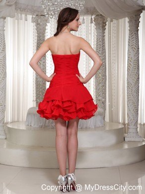 Beading Decorate Fitted Cute Red Short Prom Party Dress