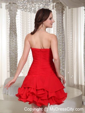 Beading Decorate Fitted Cute Red Short Prom Party Dress