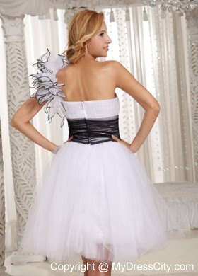 White One Shoulder Prom Party Dress with Hand Made Flower