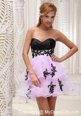 Pink Organza With Appliques Mini-length Dress for Party